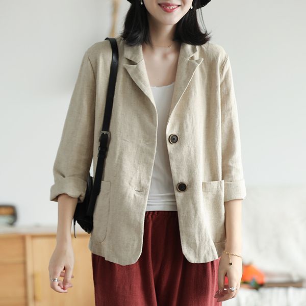 women's jackets johnature women cotton linen retro pocket long sleeve solid color coats 2021 spring summer simple comfortable all-match, Black;brown
women's jackets johnature women cotton linen retro pocket long sleeve solid color coats 2021 spring summer simple comfortable all-match, Black;brown