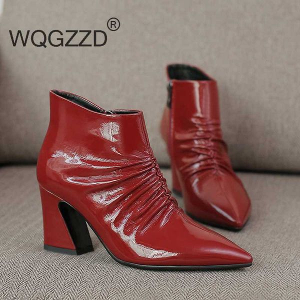 2020 new winter boots women's shoes genuine leather patent fold office ladies shoes women's ankle boots bottes femme, Black
2020 new winter boots women's shoes genuine leather patent fold office ladies shoes women's ankle boots bottes femme, Black