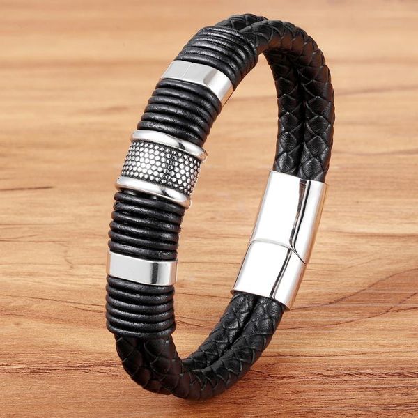 link, chain xqni handmade genuine leather weaved double layer man bracelets casual/sporty bicycle motorcycle delicate cool men jewelry, Black
link, chain xqni handmade genuine leather weaved double layer man bracelets casual/sporty bicycle motorcycle delicate cool men jewelry, Black