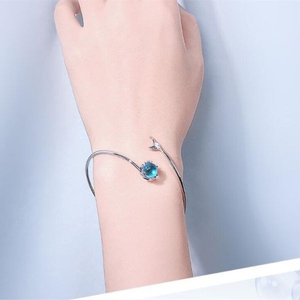 mermaid bubble student fresh mermaid tear fishtail 925 sterling silver temperament female trendy resizable bracelets sbr072, Black 
mermaid bubble student fresh mermaid tear fishtail 925 sterling silver temperament female trendy resizable bracelets sbr072, Black