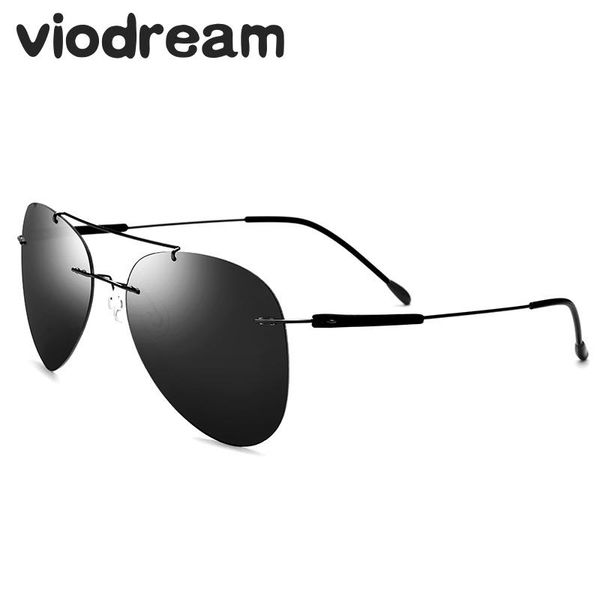viodream super light pilot frameless male sunglasses round toad polarized driver titanium sun glasses for men 1851, White;black