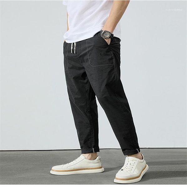 mens designer pocket pants fashion drawstring regular pants mens pure color mid pencil pants male clothing, Black 
mens designer pocket pants fashion drawstring regular pants mens pure color mid pencil pants male clothing, Black