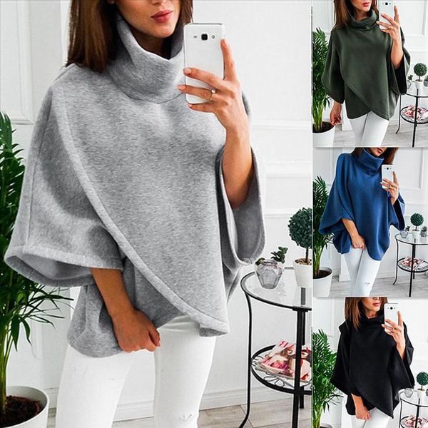 fashion winter warm women sweatshirt poncho solid color cloak cape turtle neck batwing sleeve jumper poncho for women top, Black
fashion winter warm women sweatshirt poncho solid color cloak cape turtle neck batwing sleeve jumper poncho for women top, Black