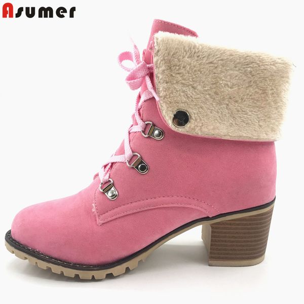 asumer colors women boots square high heels round toe lace up ankle boots ladies platform shoes winter snow size 34-43, Black
asumer colors women boots square high heels round toe lace up ankle boots ladies platform shoes winter snow size 34-43, Black