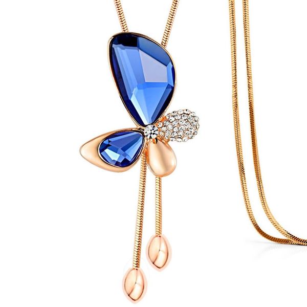 blue korean fashion wild natural crystal long tassel butterfly sweater chain lady pop pendant necklace wholesale, Silver
blue korean fashion wild natural crystal long tassel butterfly sweater chain lady pop pendant necklace wholesale, Silver