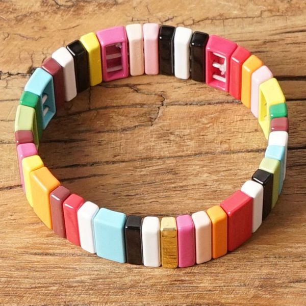 bohemian elastic stretch colorful tile enamel rectangle bracelet stackable enamel rainbow charm bangle bracelet jewelry, Golden;silver
bohemian elastic stretch colorful tile enamel rectangle bracelet stackable enamel rainbow charm bangle bracelet jewelry, Golden;silver