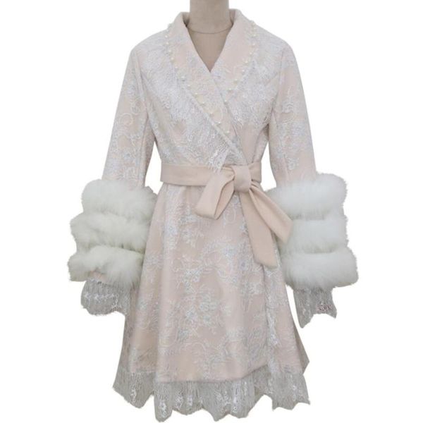 small fragrance women vintage beaded wool with lace waistband imitation fur coat for women woolen coats pink, Black
small fragrance women vintage beaded wool with lace waistband imitation fur coat for women woolen coats pink, Black
