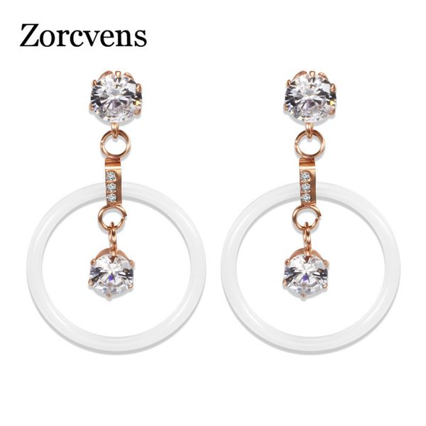 dangle & chandelier zorcvens rose gold colors stainless steel cz stone big round ceramics drop earrings for woman fashion jewelry, Silver
dangle & chandelier zorcvens rose gold colors stainless steel cz stone big round ceramics drop earrings for woman fashion jewelry, Silver