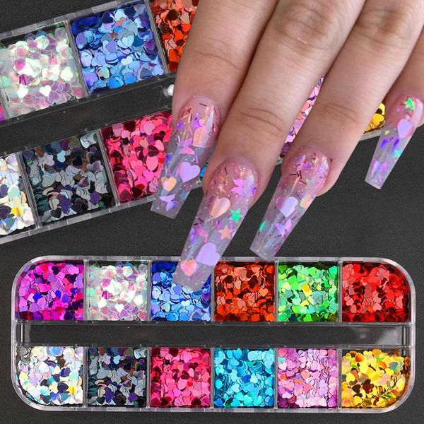 12 grids holographics nail sequins heart palliette nail art colorful power dust sparkly polish flakes art decorations, Silver;gold
12 grids holographics nail sequins heart palliette nail art colorful power dust sparkly polish flakes art decorations, Silver;gold