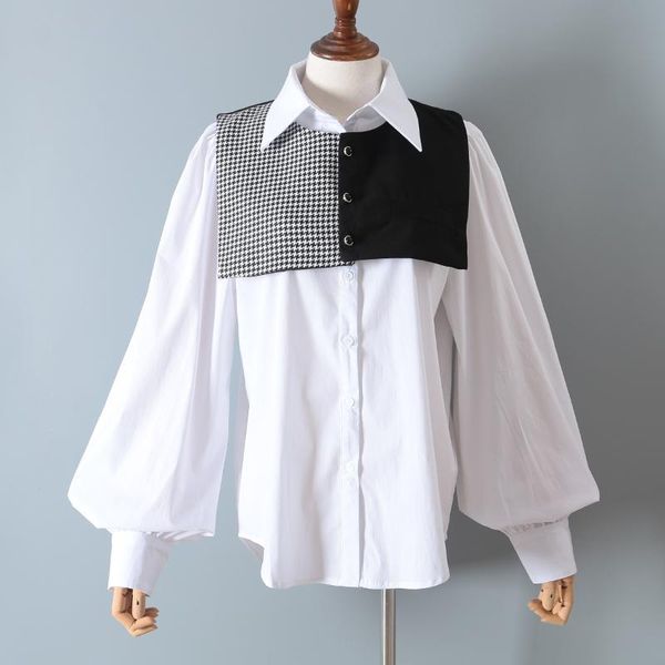 2020 new style blouse fashion two-piece lantern sleeve loose collar white shirt + contrast fashionable shawl 0910
2020 new style blouse fashion two-piece lantern sleeve loose collar white shirt + contrast fashionable shawl 0910