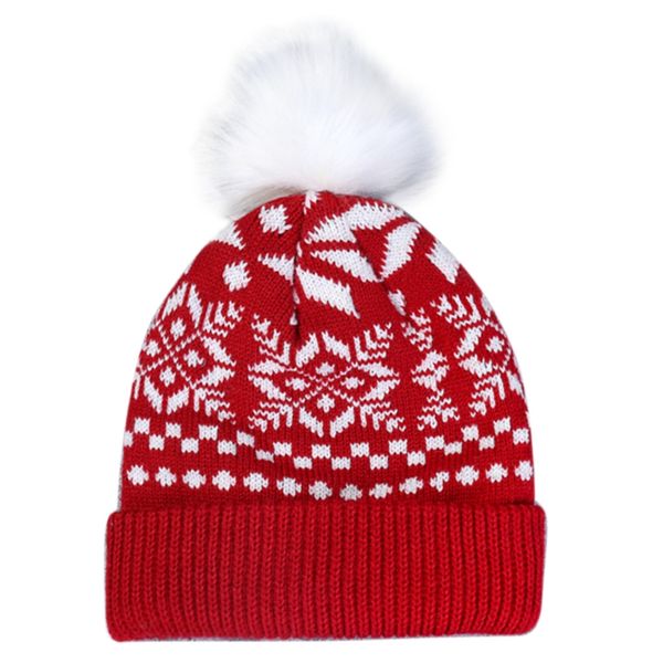 women christmas snowflake winter knit beanie hat fluffy pompom cuffed skull cap n58f, Blue;gray
women christmas snowflake winter knit beanie hat fluffy pompom cuffed skull cap n58f, Blue;gray