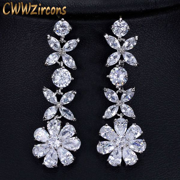 cwwzircons gorgeous silver color long dangling drop flower earrings women luxury cubic zirconia jewelry for wedding party cz008
cwwzircons gorgeous silver color long dangling drop flower earrings women luxury cubic zirconia jewelry for wedding party cz008