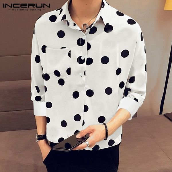 incerun streetwear men brand shirt polka dot print 2020 button 3/4 sleeve lapel neck blouse stylish business casual shirts men, White;black
incerun streetwear men brand shirt polka dot print 2020 button 3/4 sleeve lapel neck blouse stylish business casual shirts men, White;black