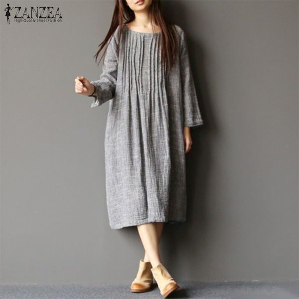 zanzea vintage women solid pleated vestido 2020 summer long sleeve work shirt dress casual sundress robe femme dresses tunic, Black;gray
zanzea vintage women solid pleated vestido 2020 summer long sleeve work shirt dress casual sundress robe femme dresses tunic, Black;gray