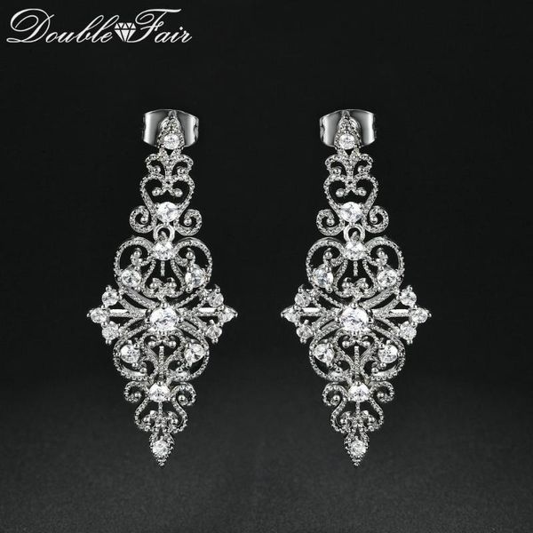 double fair new drop/dangle earrings for women white gold color women's fashion crystal jewelry earings ear accessories dfe474, Silver
double fair new drop/dangle earrings for women white gold color women's fashion crystal jewelry earings ear accessories dfe474, Silver