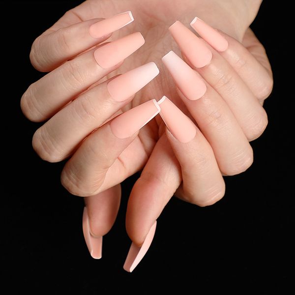 24pcs/box simple gradient color french style coffin fake nails white edge abs resin full cover wearable fingernails tips acrylic, Red;gold
24pcs/box simple gradient color french style coffin fake nails white edge abs resin full cover wearable fingernails tips acrylic, Red;gold