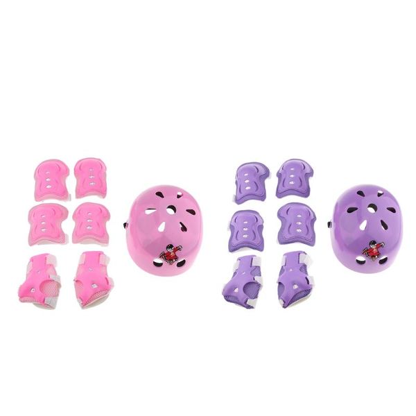 2 set 3-5 years old kid child roller skating bicycle helmet knee wrist guard elbow pad pink + purple, Black;gray 
2 set 3-5 years old kid child roller skating bicycle helmet knee wrist guard elbow pad pink + purple, Black;gray