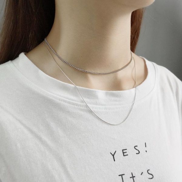 layering snake chain necklace gift for her double layer curb chain choker sterling silver 925 necklace girlfriend party jewelry
layering snake chain necklace gift for her double layer curb chain choker sterling silver 925 necklace girlfriend party jewelry