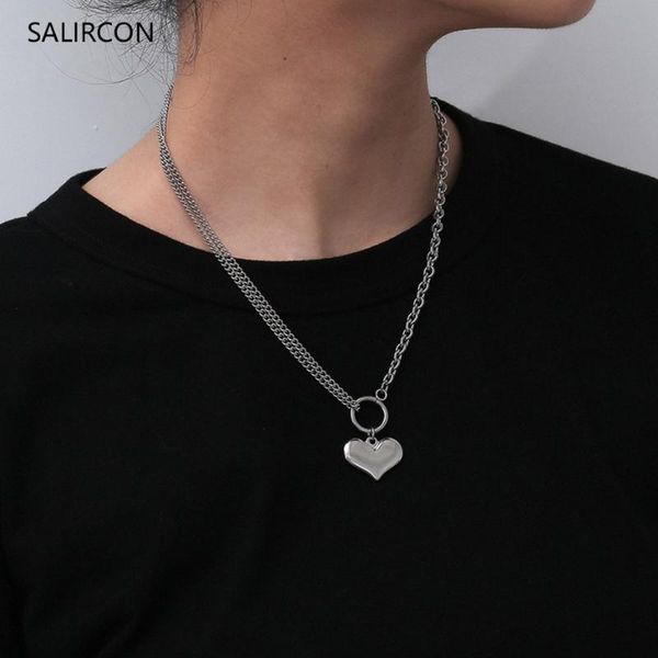 salircon punk love heart pendant stainless steel necklace for women men link chain silver color long necklace couple jewelry
salircon punk love heart pendant stainless steel necklace for women men link chain silver color long necklace couple jewelry