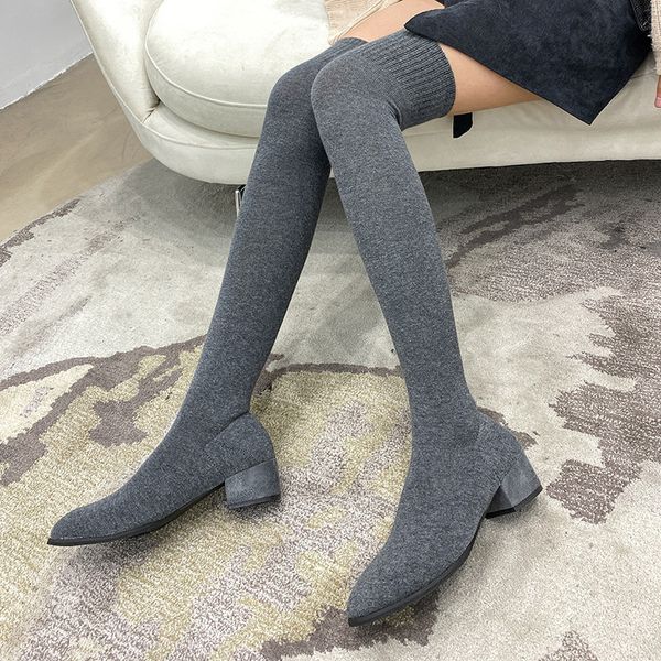 boots winter 2021 fall women block high heels over the knee stretch fabric knitting female low long sock shoes, Black
boots winter 2021 fall women block high heels over the knee stretch fabric knitting female low long sock shoes, Black