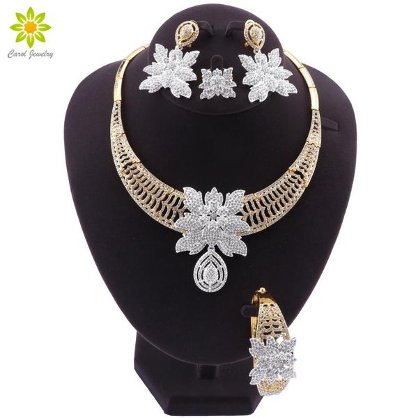 dubai wedding party jewelry set for women fashion necklace jewelry african costume gold color crystal bridal accessories, Silver
dubai wedding party jewelry set for women fashion necklace jewelry african costume gold color crystal bridal accessories, Silver
