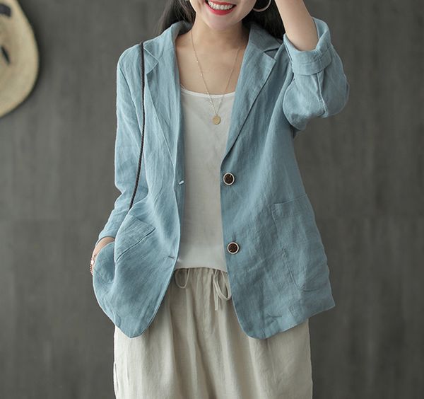 women's jackets summer women retro loose all-match coat 2021 turn-down collar cardigan button ladies casual, Black;brown
women's jackets summer women retro loose all-match coat 2021 turn-down collar cardigan button ladies casual, Black;brown