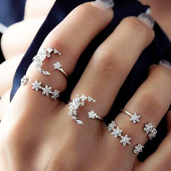 moon and star 5pcs ring set jewelry bohemia vintage silver plated crystal flower leaf rings for women fashion jewelry gifts, Golden;silver
moon and star 5pcs ring set jewelry bohemia vintage silver plated crystal flower leaf rings for women fashion jewelry gifts, Golden;silver