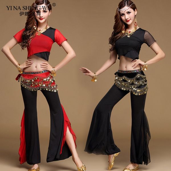 stage wear belly dance costume practice set dancing professional oriental lace pants lady clothes, Black;red
stage wear belly dance costume practice set dancing professional oriental lace pants lady clothes, Black;red