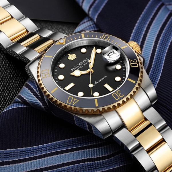 mgorkina mg men watches automatic black watch men stainless steel waterproof business sport mechanical wristwatch, Slivery;brown
mgorkina mg men watches automatic black watch men stainless steel waterproof business sport mechanical wristwatch, Slivery;brown