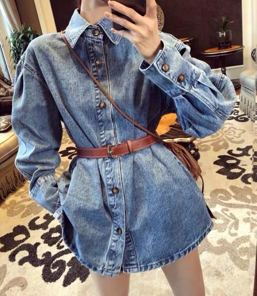 women's jackets fashionable long-sleeved tide with belt single-breasted casual loose wild denim jacket, Black;brown
women's jackets fashionable long-sleeved tide with belt single-breasted casual loose wild denim jacket, Black;brown