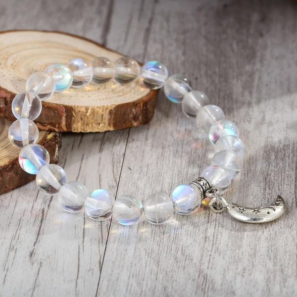 handmade 8mm moonstone bead elastic thread stat and moon charm women bracelet jewelry for gift drop shipping, Golden;silver
handmade 8mm moonstone bead elastic thread stat and moon charm women bracelet jewelry for gift drop shipping, Golden;silver