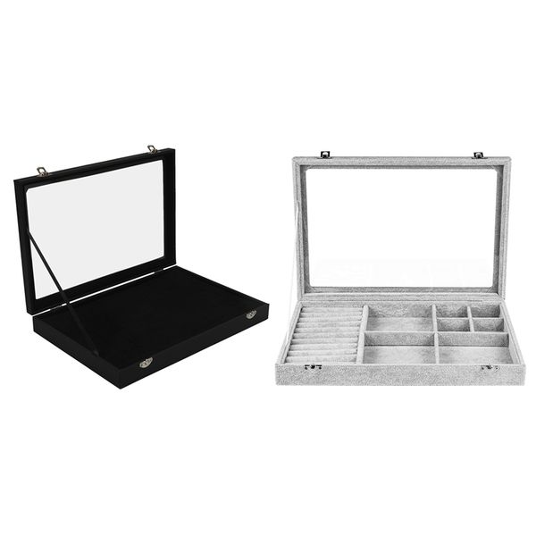 glass lid black 100 slot earring ring jewellery display storage box with removable velvet large jewelry box, Pink;blue
glass lid black 100 slot earring ring jewellery display storage box with removable velvet large jewelry box, Pink;blue