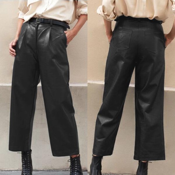 women's pants & capris plus size wide leg trousers zanzea 2021 stylish faux leather casual button zip long pantalon female black turnip, Black;white
women's pants & capris plus size wide leg trousers zanzea 2021 stylish faux leather casual button zip long pantalon female black turnip, Black;white