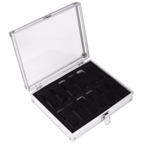 12 grid slots watch box display jewelry storage square aluminium suede box case container jewelry organizer caja de watch, Black;blue
12 grid slots watch box display jewelry storage square aluminium suede box case container jewelry organizer caja de watch, Black;blue