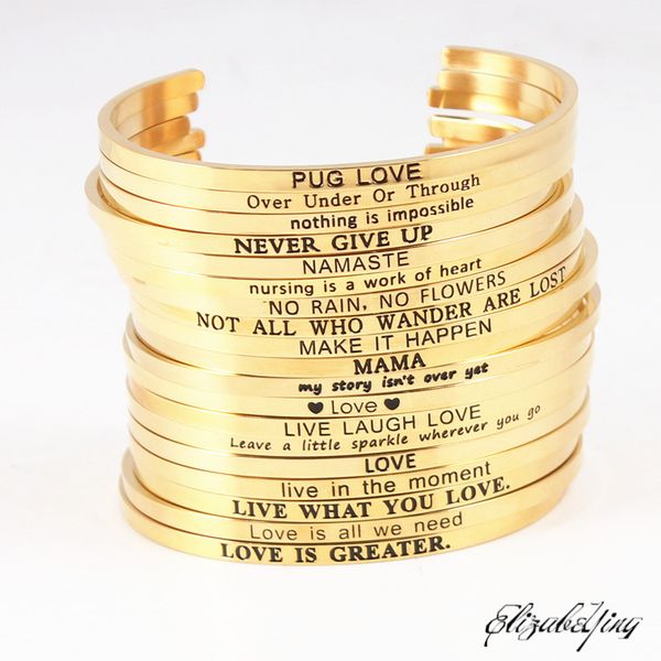 2020 stainless steel engraved positive inspirational quote hand cuff mantra bracelet bangles for women gifts eb-010, Black
2020 stainless steel engraved positive inspirational quote hand cuff mantra bracelet bangles for women gifts eb-010, Black