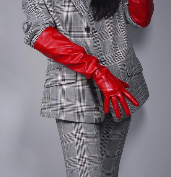 five fingers gloves women' fashion wide sleeve faux pu leather glove lady' club performance formal party long red 50cm r1965, Blue;gray
five fingers gloves women' fashion wide sleeve faux pu leather glove lady' club performance formal party long red 50cm r1965, Blue;gray