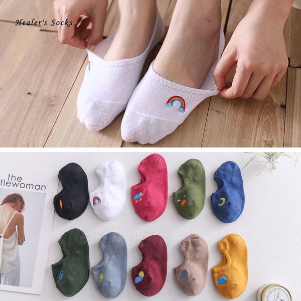 new fashion women socks cotton color weather rainbow harajuku soft happy embroidery fun college style cute girls invisible socks, Black;white
new fashion women socks cotton color weather rainbow harajuku soft happy embroidery fun college style cute girls invisible socks, Black;white