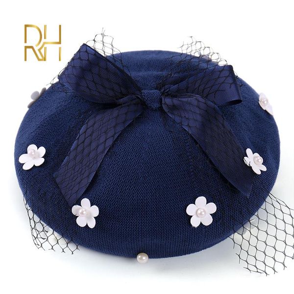 berets european ladies fashion beret sweet pearl flowers knitted painter hat retro warm cotton yarn with bow knot, Blue;gray
berets european ladies fashion beret sweet pearl flowers knitted painter hat retro warm cotton yarn with bow knot, Blue;gray
