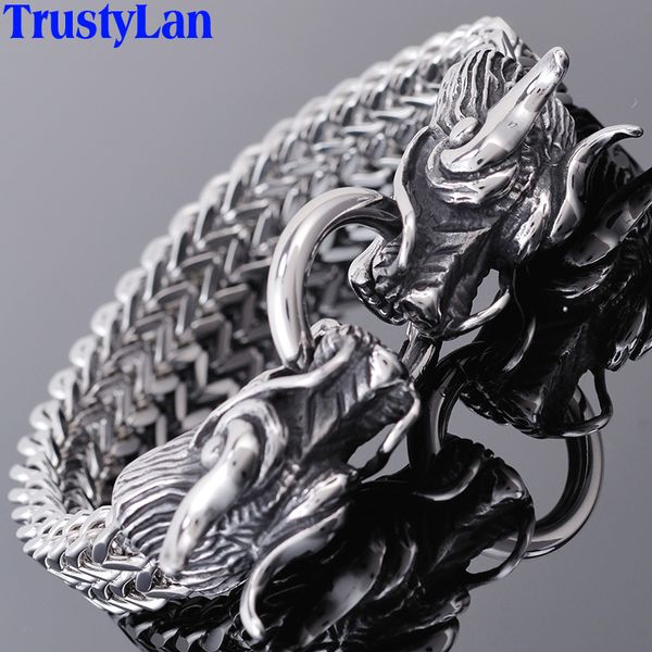 double dragon head men bracelet for man friendship mens bracelets 2018 for men punk rock stainless steel male jewelry trustylan t200323, Golden;silver
double dragon head men bracelet for man friendship mens bracelets 2018 for men punk rock stainless steel male jewelry trustylan t200323, Golden;silver