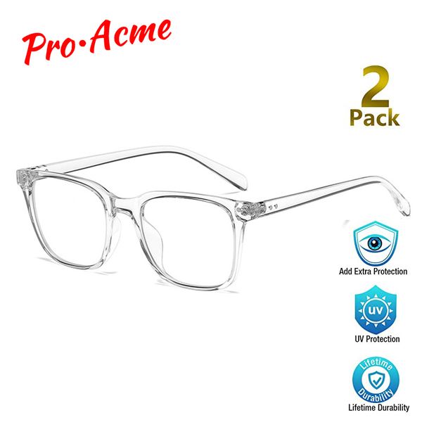 pro acme 2-pack blue light blocking glasses women men square fake nerd eyewear anti uv ray computer gaming eyeglasses pc1724, White;black
pro acme 2-pack blue light blocking glasses women men square fake nerd eyewear anti uv ray computer gaming eyeglasses pc1724, White;black