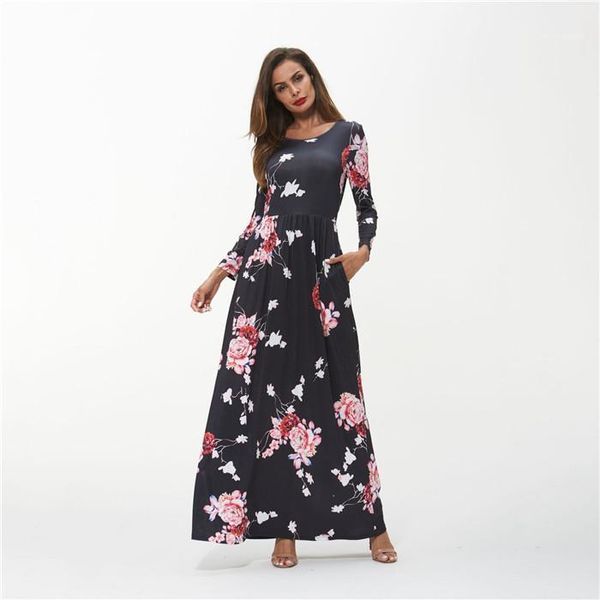 crew neck spring autumn dresses ladies casual clothes womens bohemia floral dress long sleeve, Black;gray
crew neck spring autumn dresses ladies casual clothes womens bohemia floral dress long sleeve, Black;gray