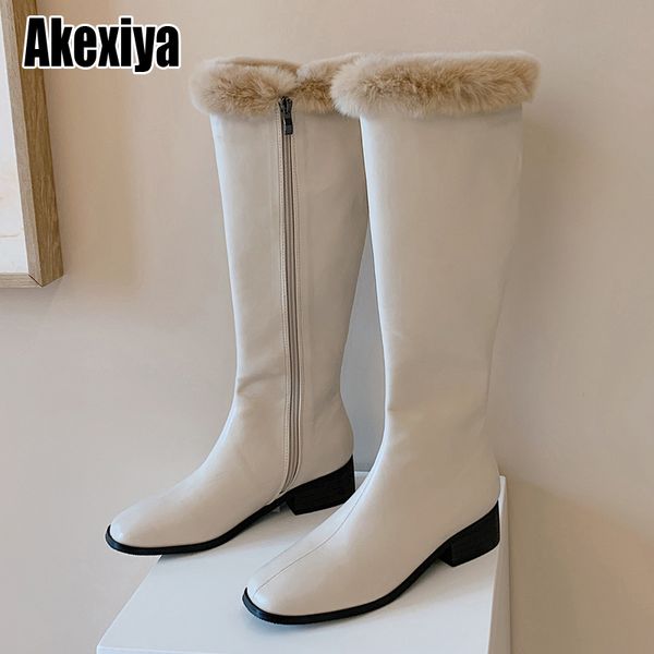 women's boots winter genuine leather knee-high round toe fashion keep warm long boots fur zipper shoes p212, Black
women's boots winter genuine leather knee-high round toe fashion keep warm long boots fur zipper shoes p212, Black