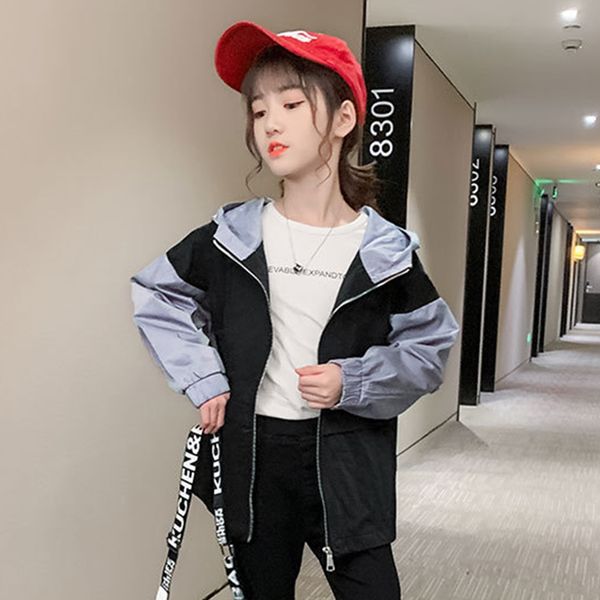 children's hooded trench coat teenage girl long sleeve splicing zipper casual windbreaker autumn warm and windproof kids jackets, Blue;gray
children's hooded trench coat teenage girl long sleeve splicing zipper casual windbreaker autumn warm and windproof kids jackets, Blue;gray