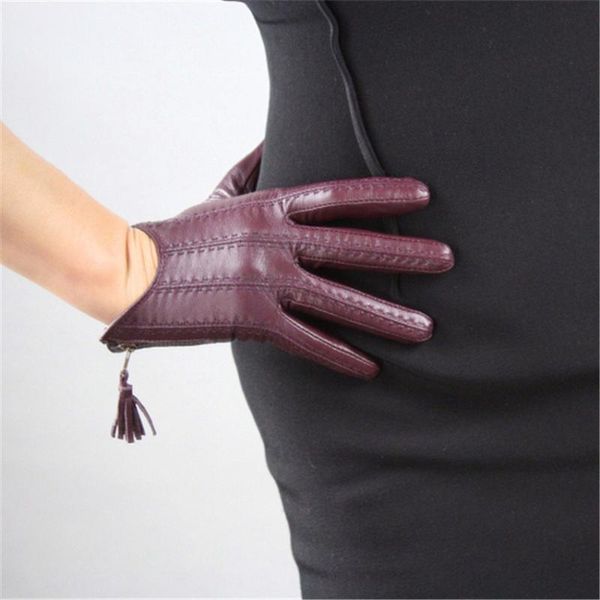 women' touch screen gloves leather pure imported goatskin tassel zipper short dark purple gloves tbls01, Blue;gray
women' touch screen gloves leather pure imported goatskin tassel zipper short dark purple gloves tbls01, Blue;gray