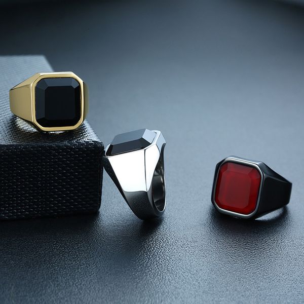 cluster rings red stone men's square signet ring black stainless stele pinky jewery, Golden;silver
cluster rings red stone men's square signet ring black stainless stele pinky jewery, Golden;silver