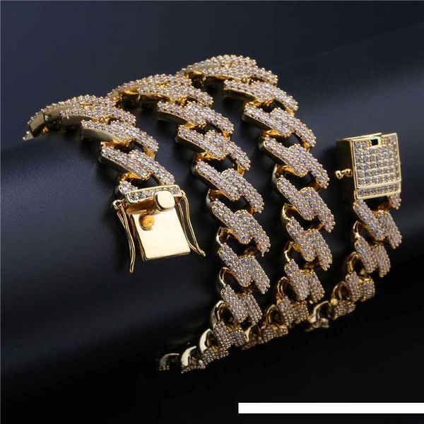 14mm hip hop link chain necklace men 24k gold jewelry ice out bling cz hiphop chains necklaces hipping, Silver