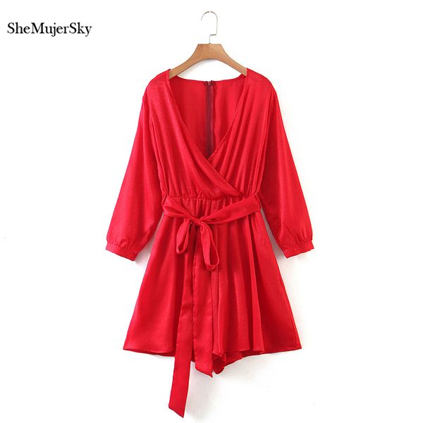 shemujersky long sleeve v-neck women red dress bandage waist mini dress 2020 autumn back zipper dresses, Black;gray
shemujersky long sleeve v-neck women red dress bandage waist mini dress 2020 autumn back zipper dresses, Black;gray