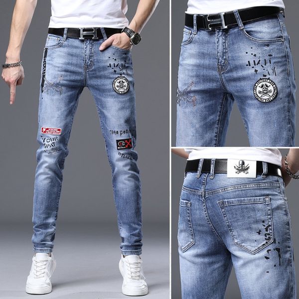 summer tight jeans tight pantsembroidered jeans men's casual thin trendy all-match pants trendy brand slim skinny pants yoqfl, Blue
summer tight jeans tight pantsembroidered jeans men's casual thin trendy all-match pants trendy brand slim skinny pants yoqfl, Blue