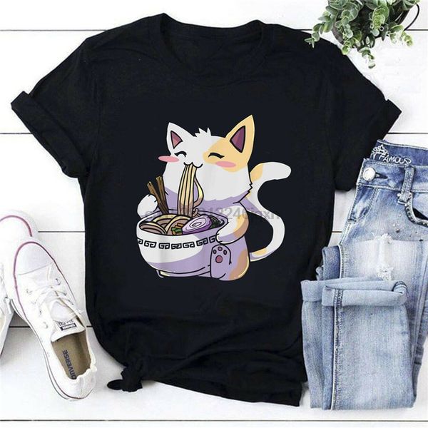 ramen cat kawaii japanese noodle cat lovers t shirt black cotton men s-3xl full-figured tee shirt 
ramen cat kawaii japanese noodle cat lovers t shirt black cotton men s-3xl full-figured tee shirt