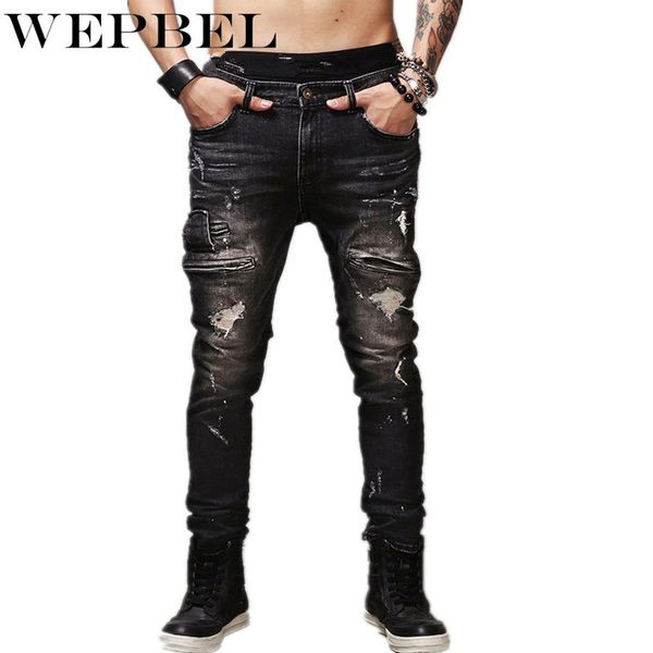 men's jeans wepbel hip hop rock moto mens distressed ripped punk skinny stretch denim biker male straight black pants plus size, Blue
men's jeans wepbel hip hop rock moto mens distressed ripped punk skinny stretch denim biker male straight black pants plus size, Blue